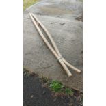 Pair of wooden independent shafts, 2 metres long