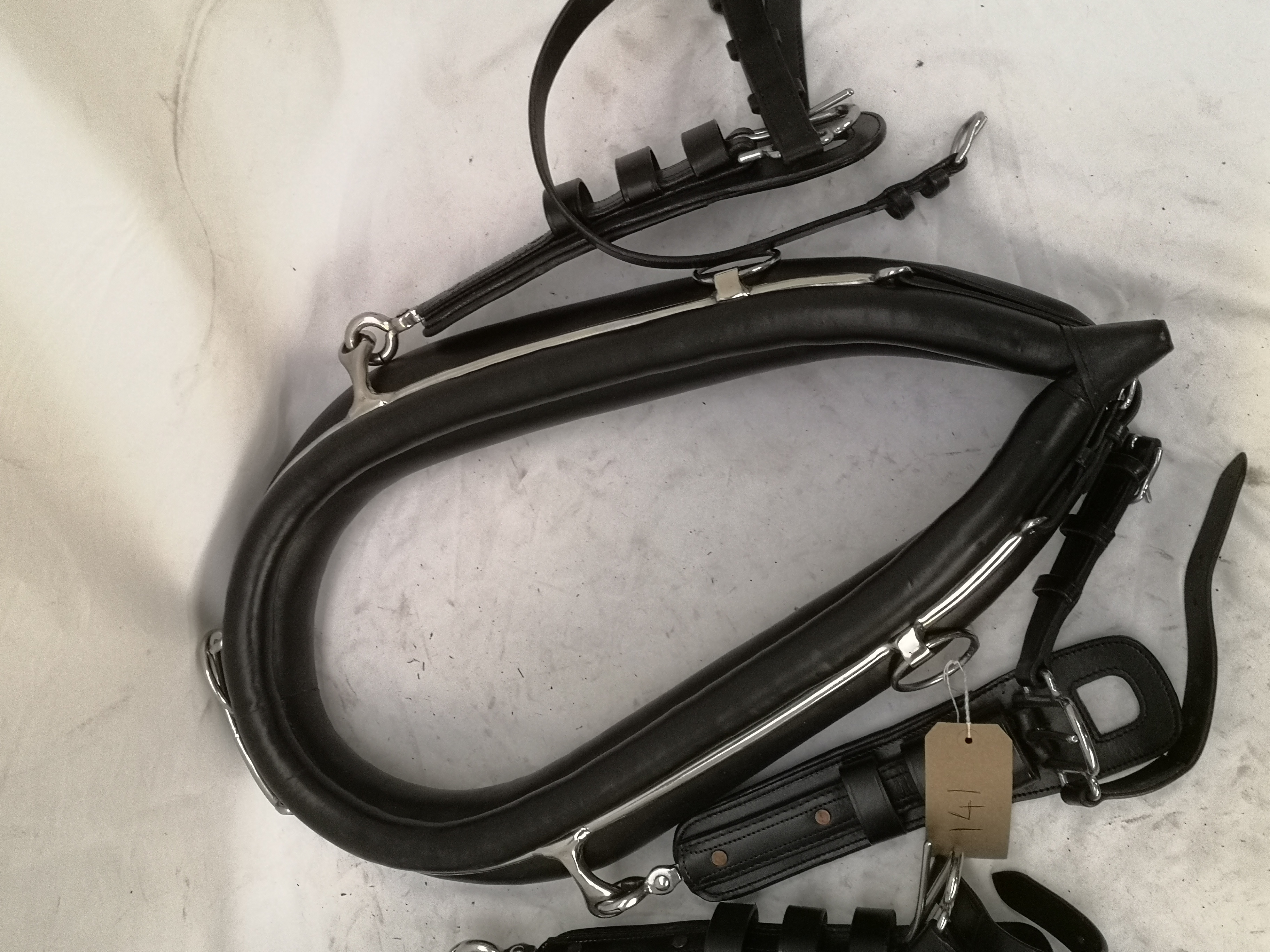 Set of PAIR harness, black and white metal with 22" collars. This lot carries VAT. - Image 9 of 9