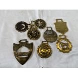 Eight horse brasses: RSPCA Merit Badge 1924; Bishop's Stortford & District Horse Parade Merit Badge