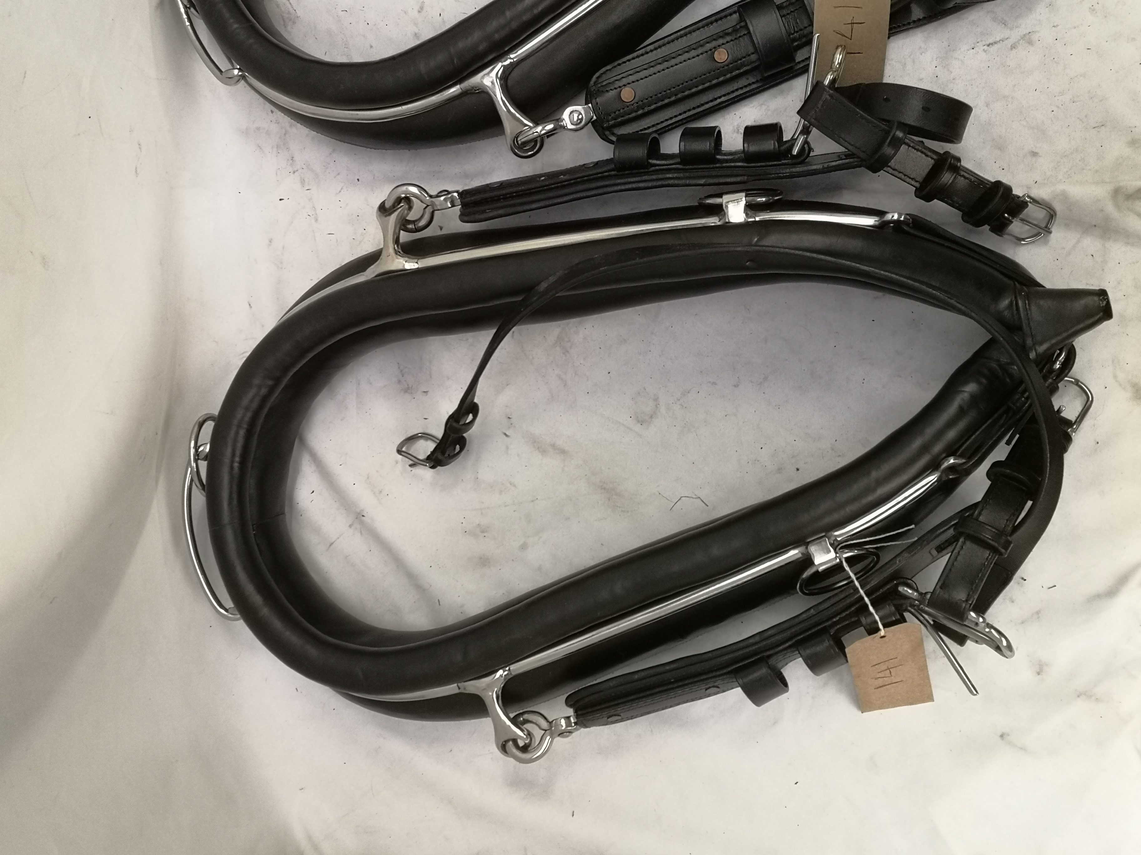 Set of PAIR harness, black and white metal with 22" collars. This lot carries VAT. - Image 8 of 9