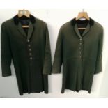 2 small green livery jackets with black collars.
