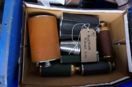 Ten Leather covered hunting flasks