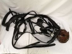 Set of PAIR harness, black and white metal with 22" collars. This lot carries VAT.