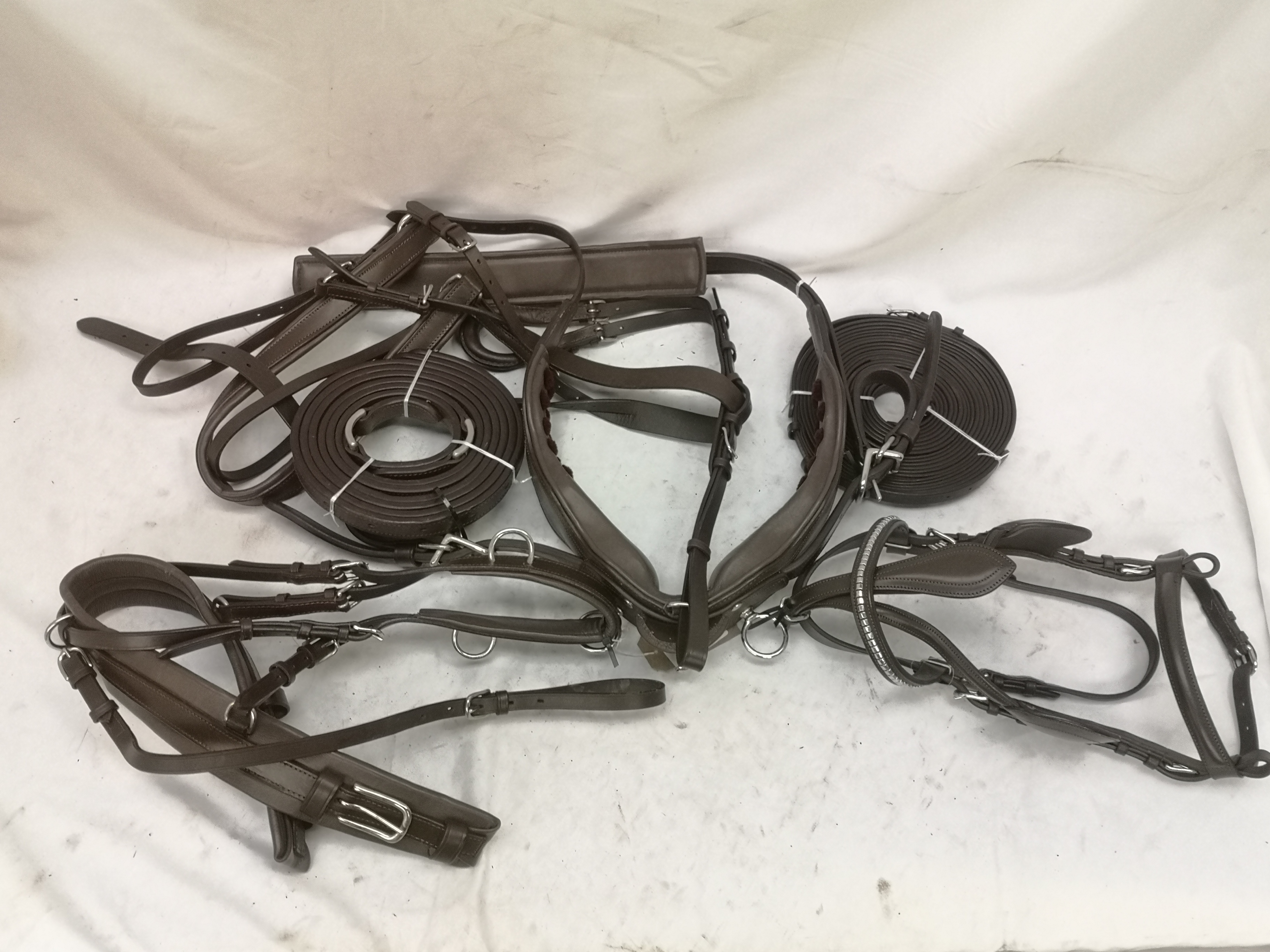 Set of Shetland brown harness with quick release tugs. This lot carries VAT.