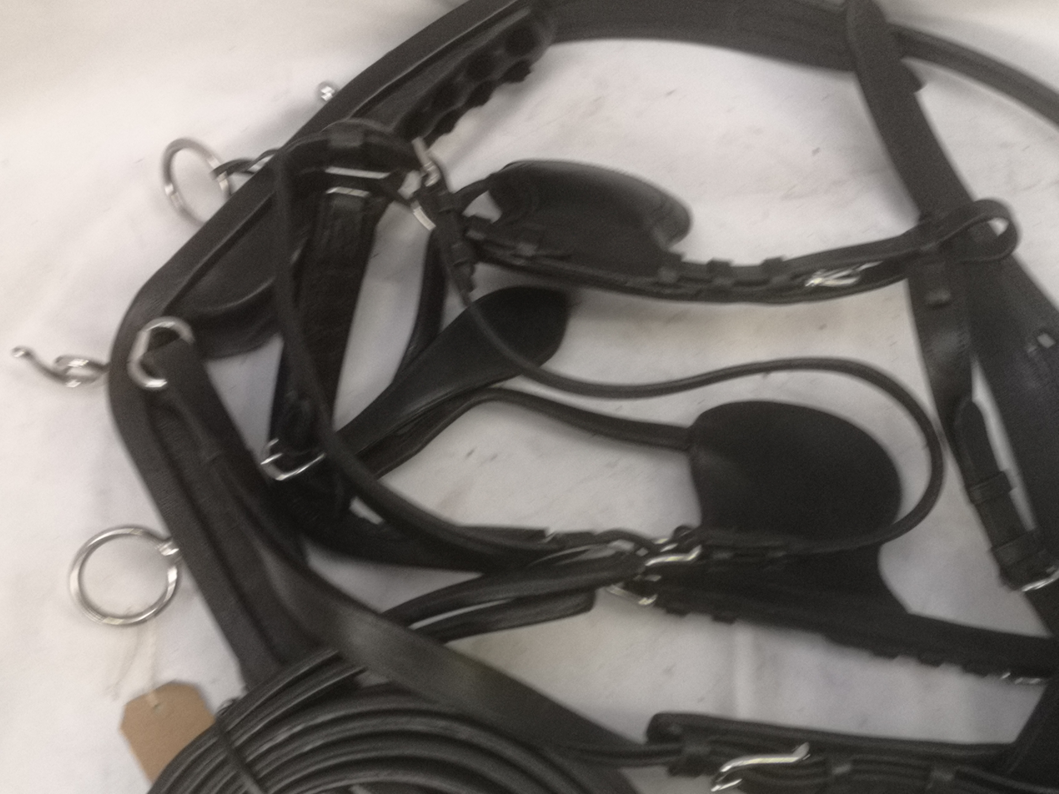 Set of PAIR harness, black and white metal with 22" collars. This lot carries VAT. - Image 5 of 9