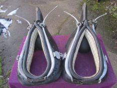 1850's Scottish show ploughing PAIR set with matching high peak collars, freshly relined.