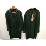 2 medium green livery jackets with green collars.