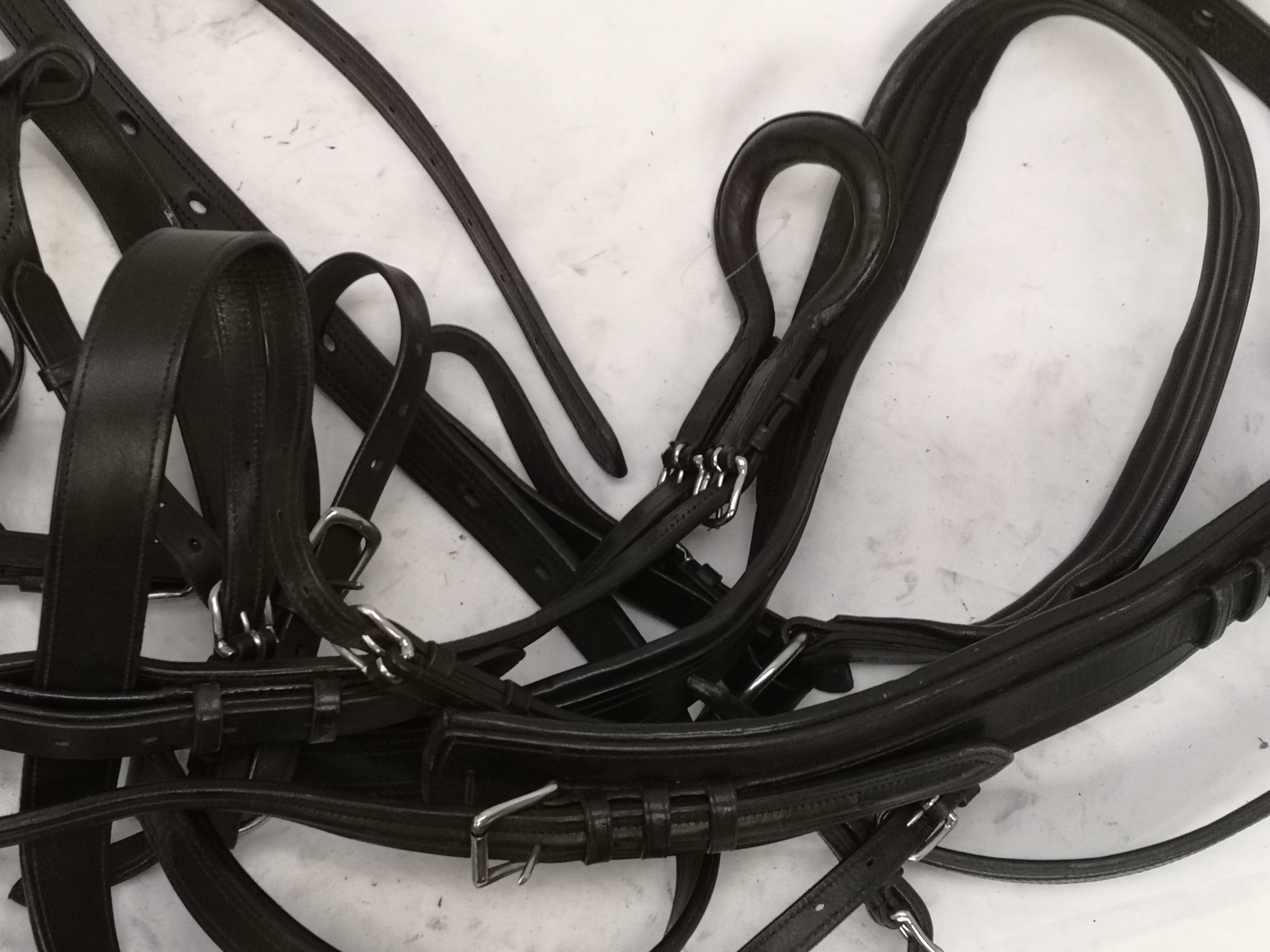 Set of PAIR harness, black and white metal with 22" collars. This lot carries VAT. - Image 6 of 9