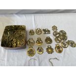 45 horse brasses of various ages, including Edward VIII 1936, 2 x Flight into Egypt, animals, etc.