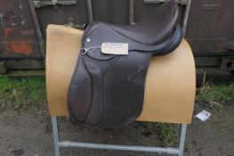 Barnsby brown leather GP saddle 17.5" wide fit