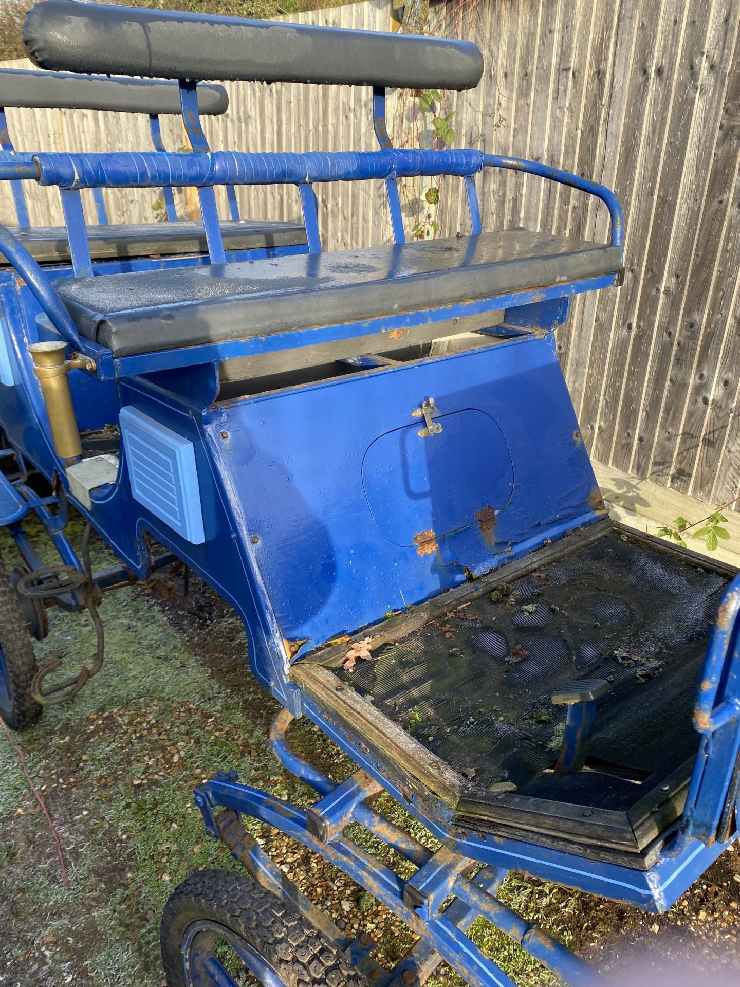 PHAETON to suit single cob. Painted Royal blue with light blue lining, the 2 rows of seats and - Bild 4 aus 5