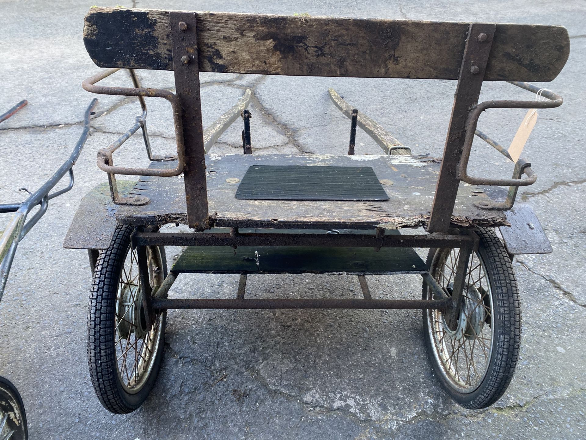 FOUR EXERCISE CARTS comprising three 2 wheel carts with metal frames and wire wheels; together - Image 5 of 9