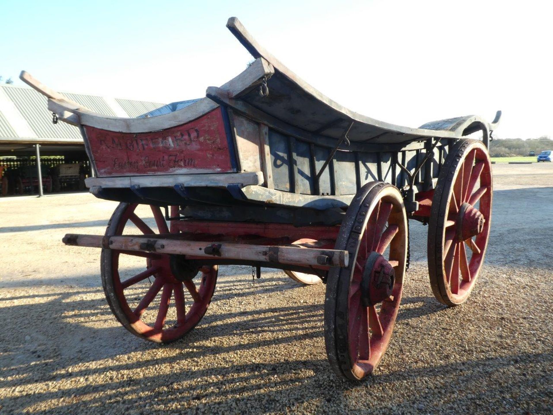 BROAD WHEELED WILTSHIRE WAGON built circa 1880 to suit a pair. In original condition with faded blue - Image 2 of 2