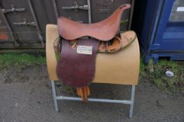 Barnsby brown leather Military saddle 18"