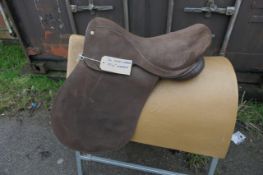 Barnsby brown hide covered saddle 18.5" narrow wide