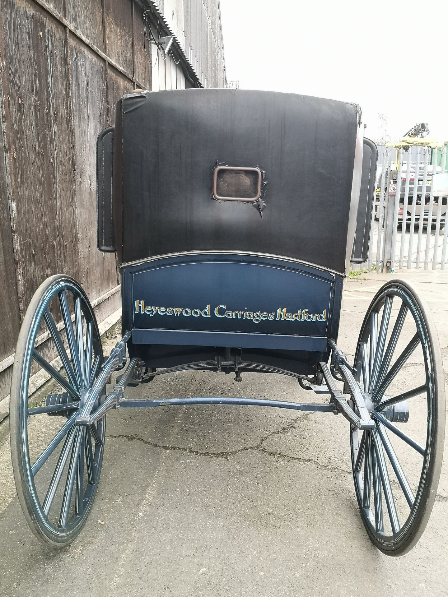 DOUBLE BROUGHAM built by C. Windover of London to suit 14.2hh single or pair. Painted black and blue - Image 9 of 11