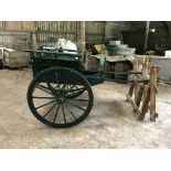 PONY CART to suit size 12hh. The partially slat-sided body is painted dark green with yellow