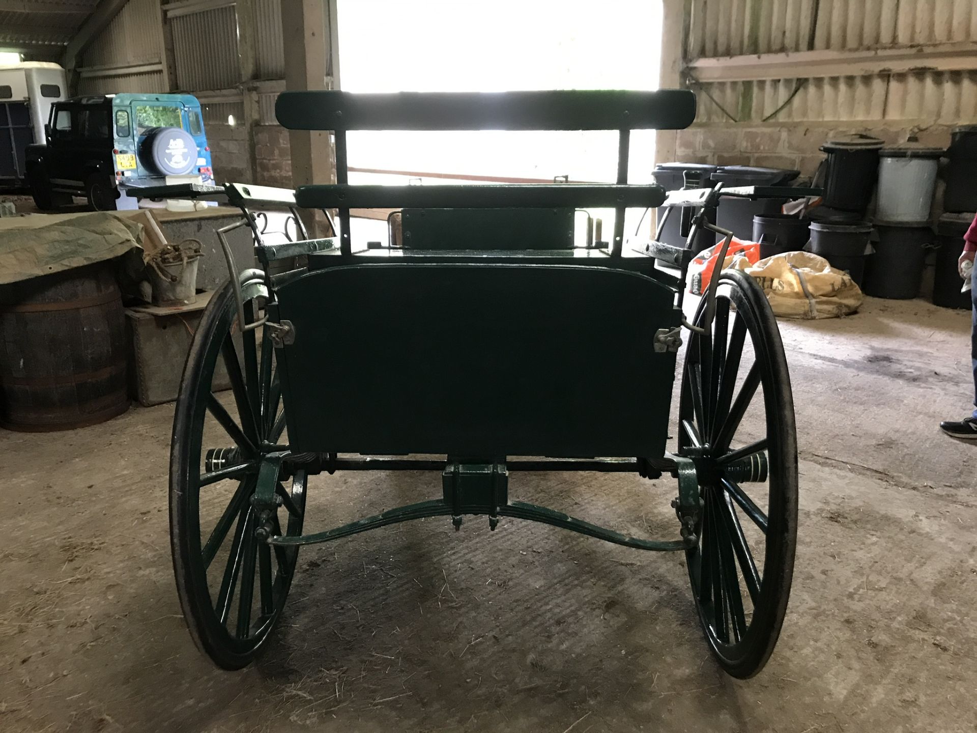 PONY CART to suit size 12hh. The partially slat-sided body is painted dark green with yellow - Image 3 of 4