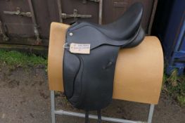 Barnsby dark brown leather dressage saddle 18" wide fit