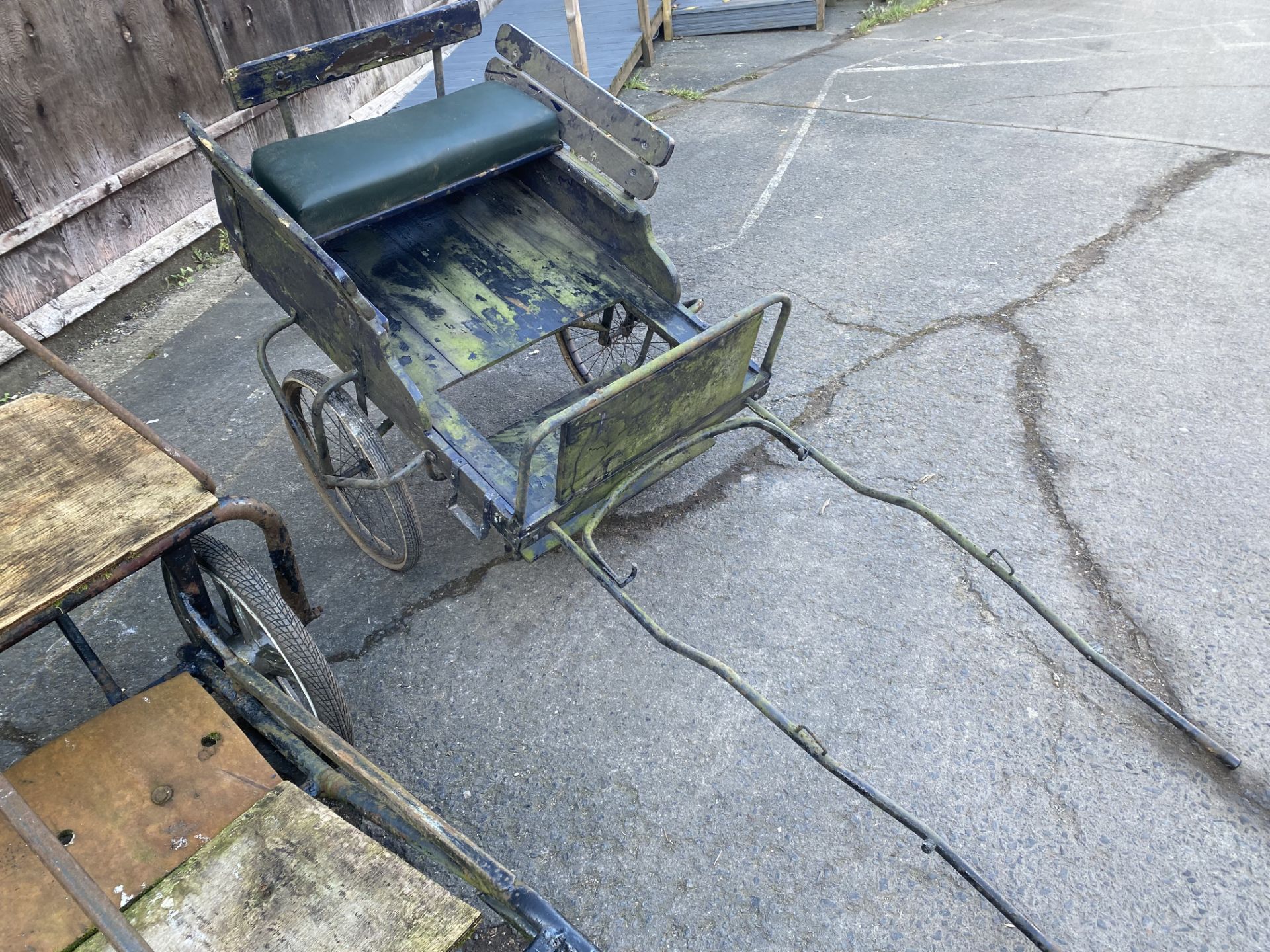 FOUR EXERCISE CARTS comprising three 2 wheel carts with metal frames and wire wheels; together - Image 2 of 9