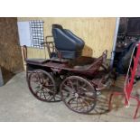 MARATHON VEHICLE by Hartland Carriages to suit 15hh pair. Painted burgundy with white lining and