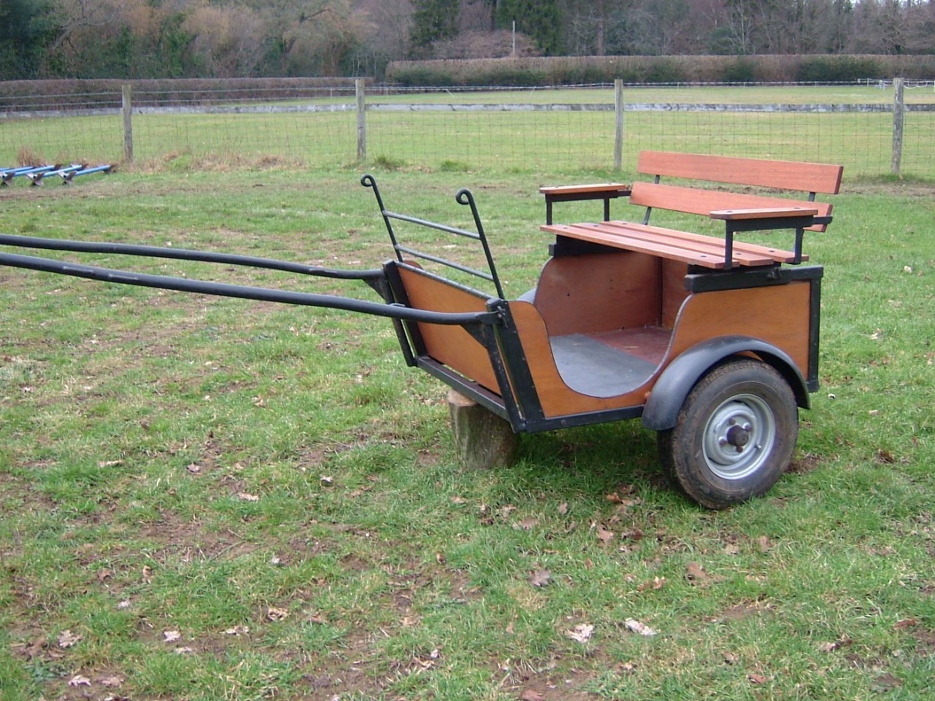 EXERCISE CART to suit 13hh. The body of natural wood with black painted metal frame and shafts on - Bild 2 aus 2