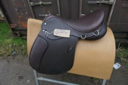 Barnsby brown leather GP saddle 18" wide fit