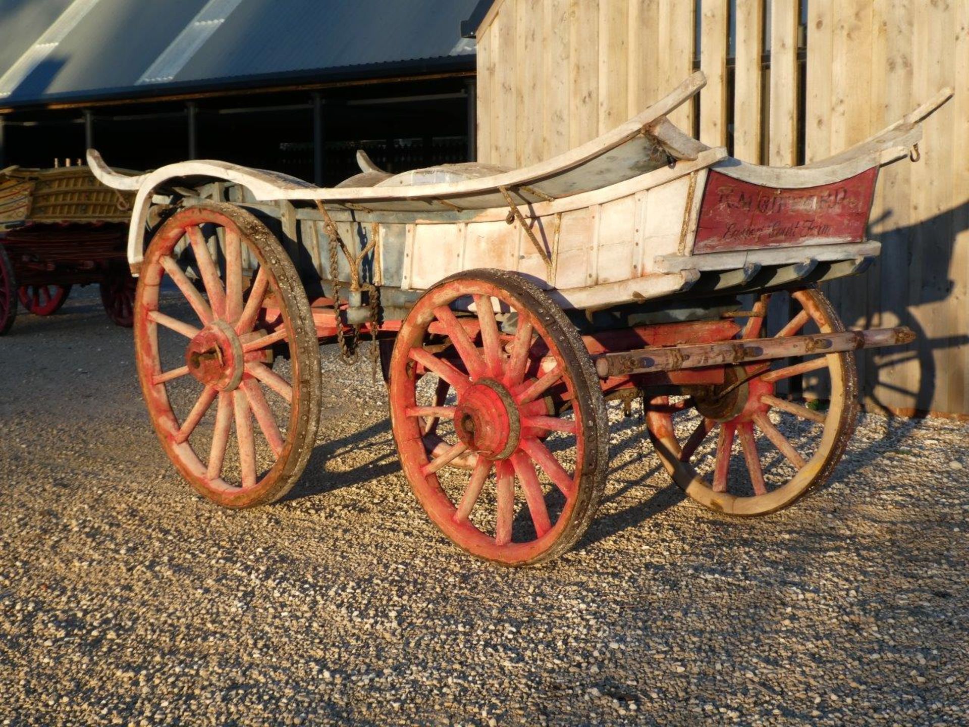 BROAD WHEELED WILTSHIRE WAGON built circa 1880 to suit a pair. In original condition with faded blue