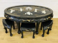 Oriental style black lacquer coffee table