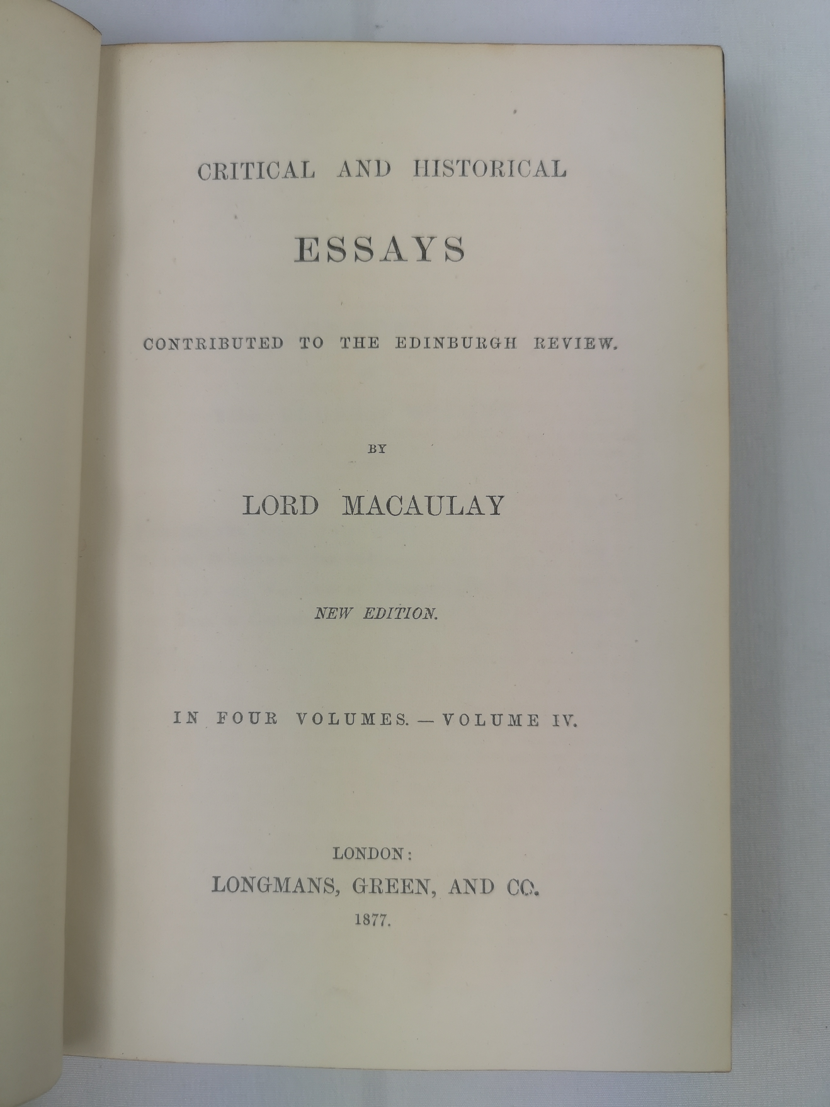 Critical and Historical Essays by Lord Macaulay - Image 2 of 5
