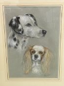 Two framed and glazed pastels of dogs