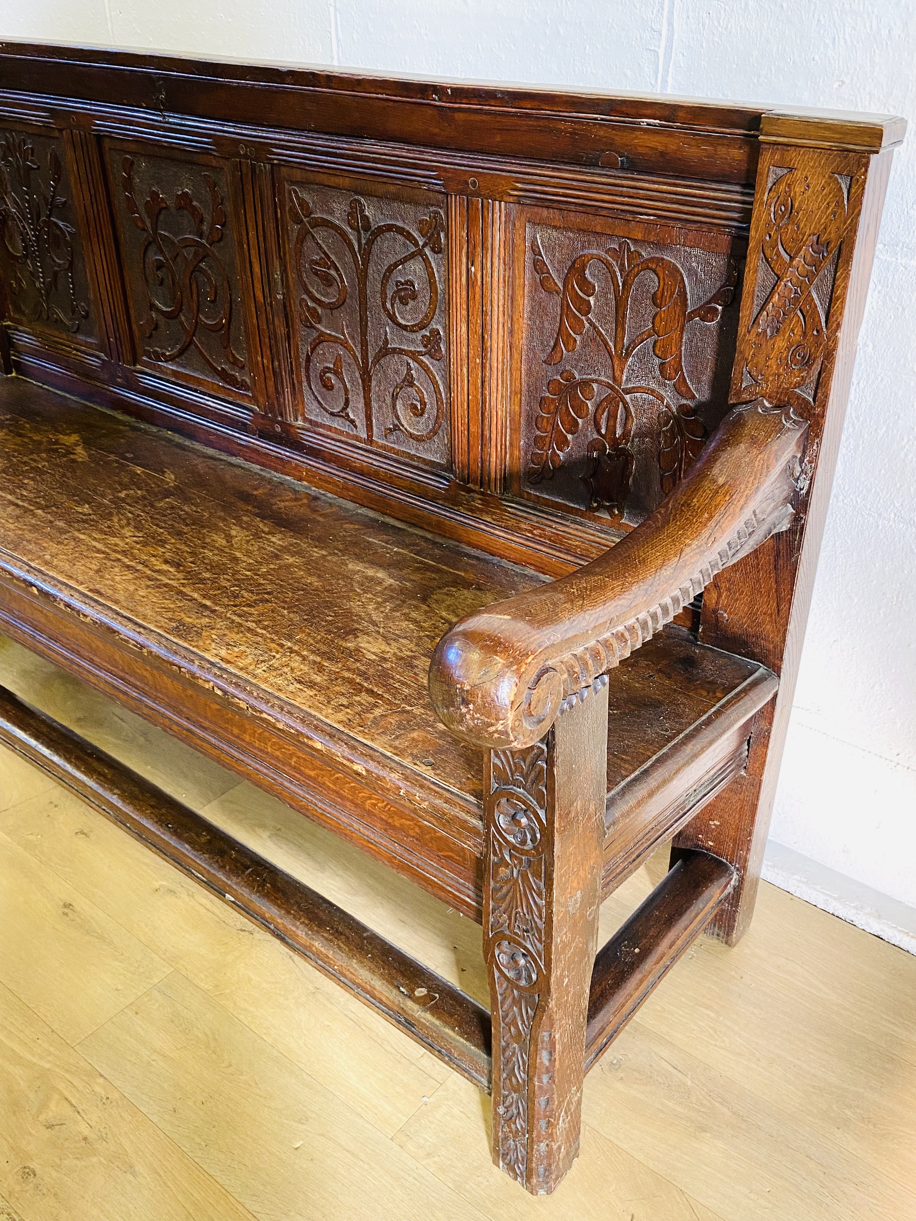 19th century oak settle - Image 2 of 8