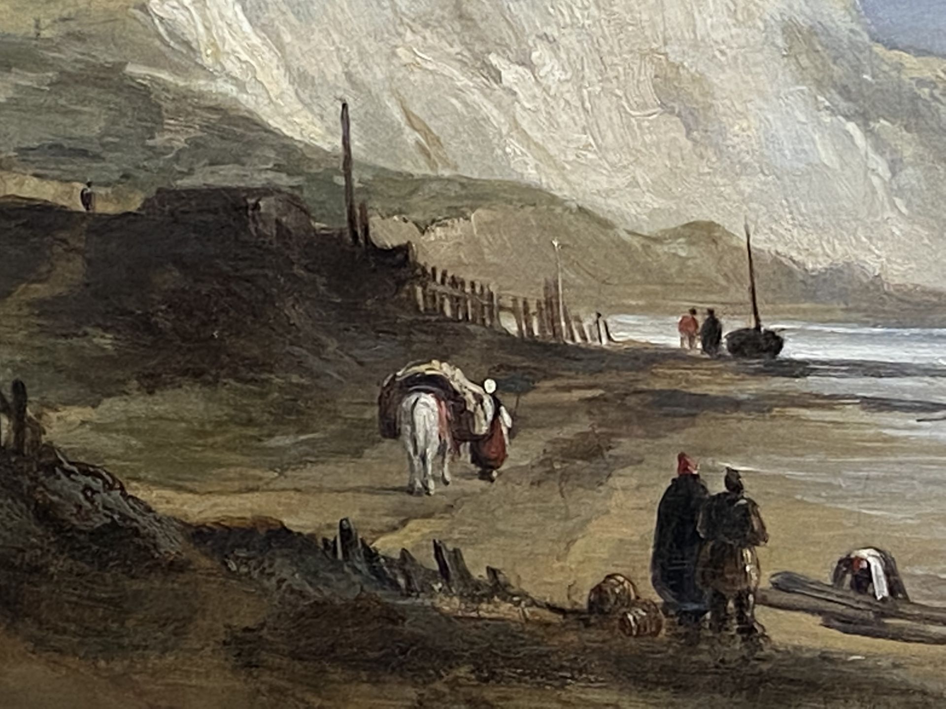 After Alfred Clint (British, 1807-83), framed oil on canvas, A View of Golden Cap, Charmouth - Image 3 of 6