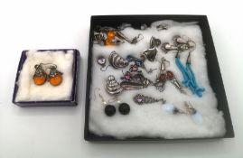 Collection of silver earrings