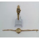 9ct gold wrist watch; 9ct gold expandable strap together with a Roamer wrist watch
