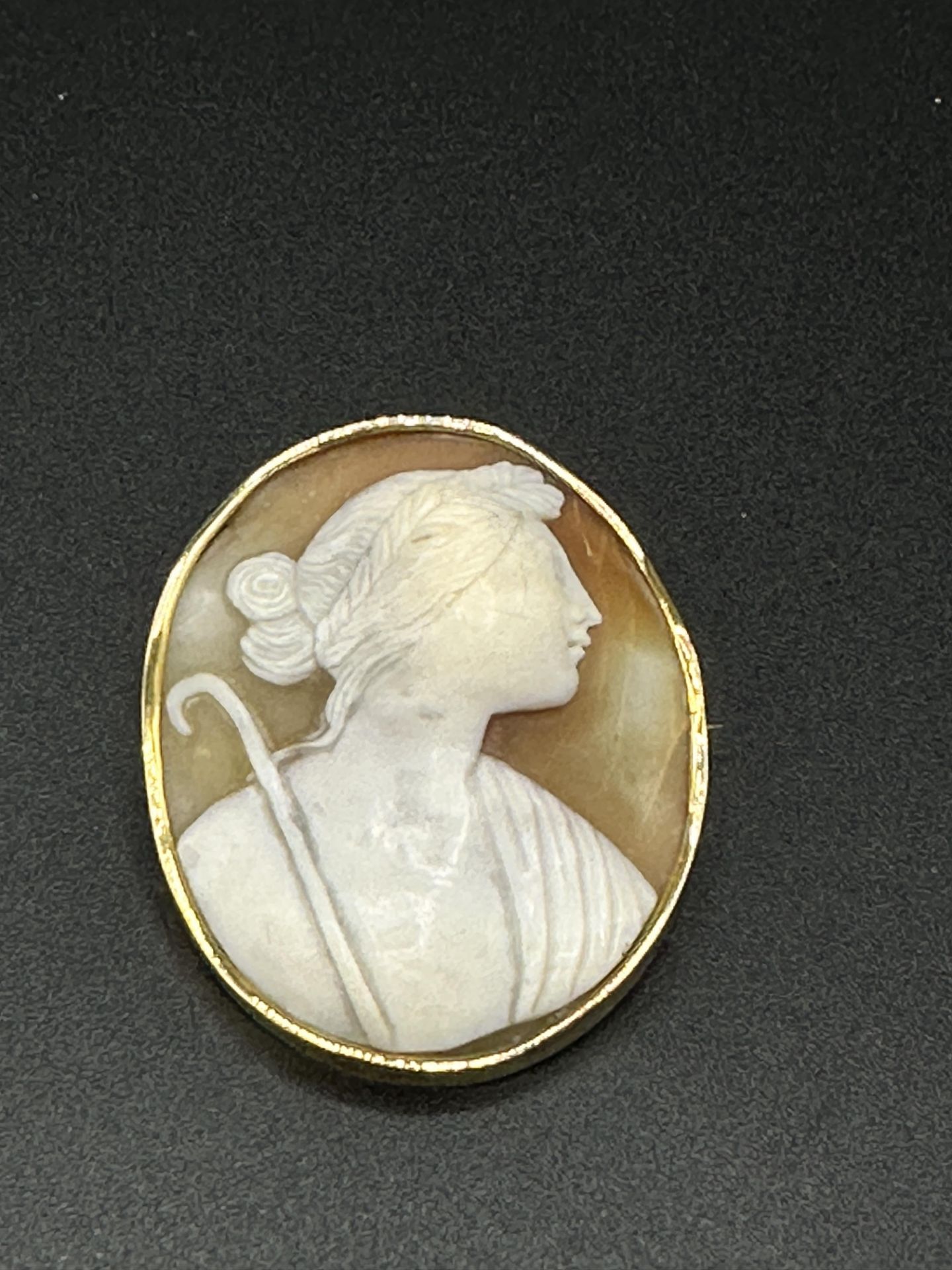 Three gold mounted cameo brooches - Image 4 of 7