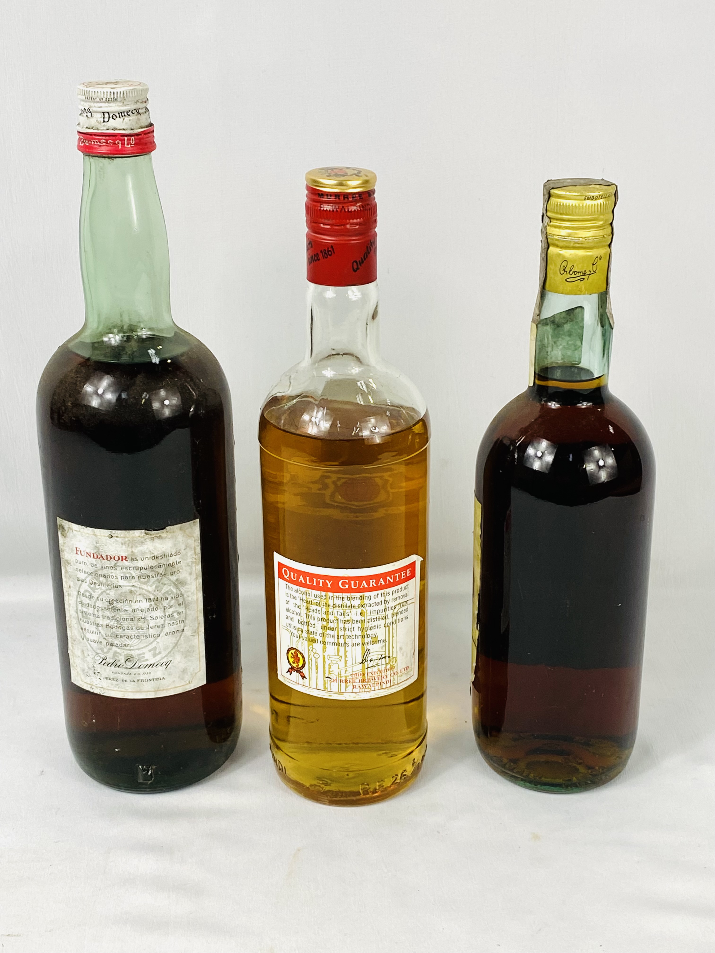 Bottle of Murree's malt whisky, bottle of Pedro Domecq, bottle Magno brandy - Image 2 of 3