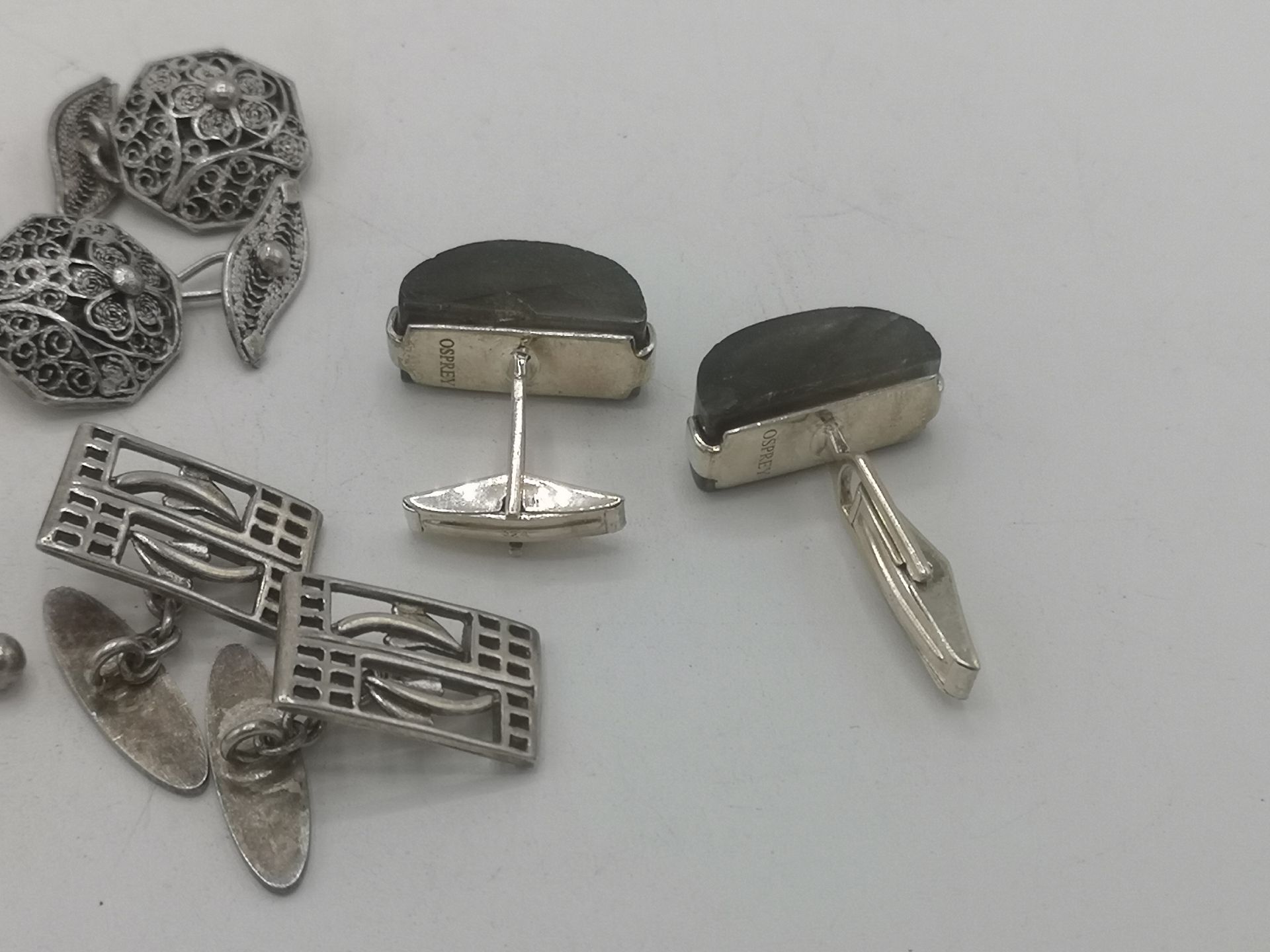 Six pairs of silver cufflinks - Image 5 of 6