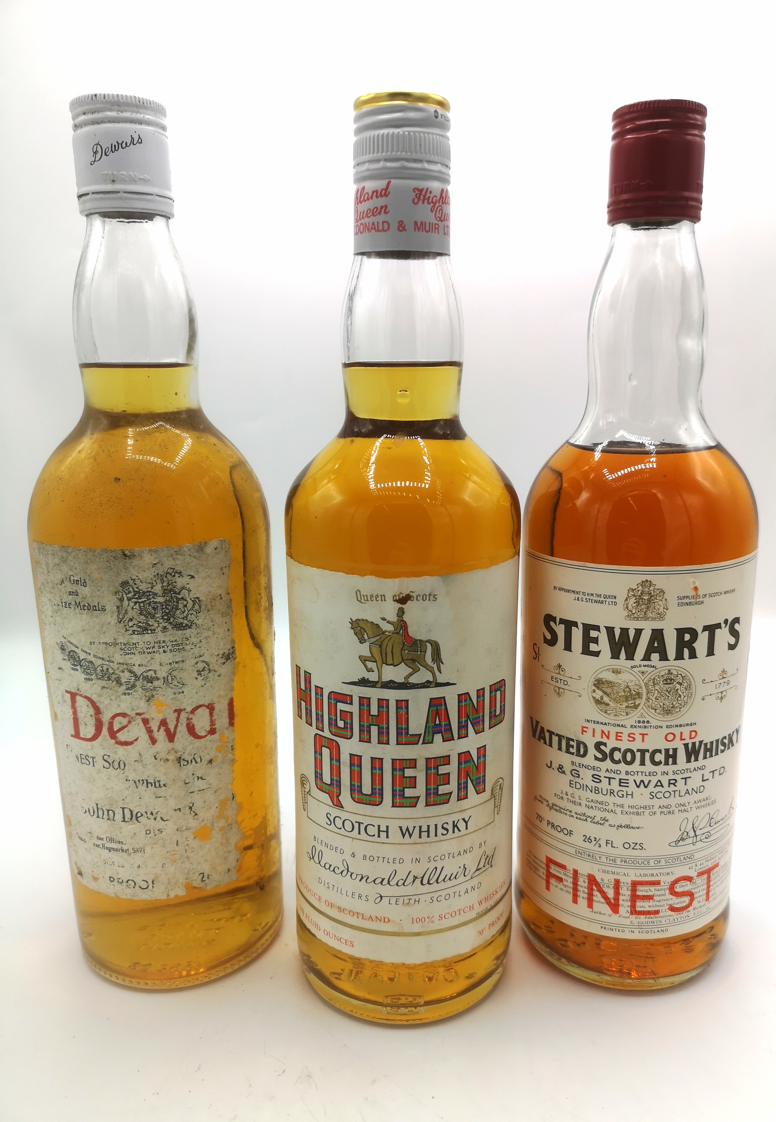 Three bottles of Scotch whisky