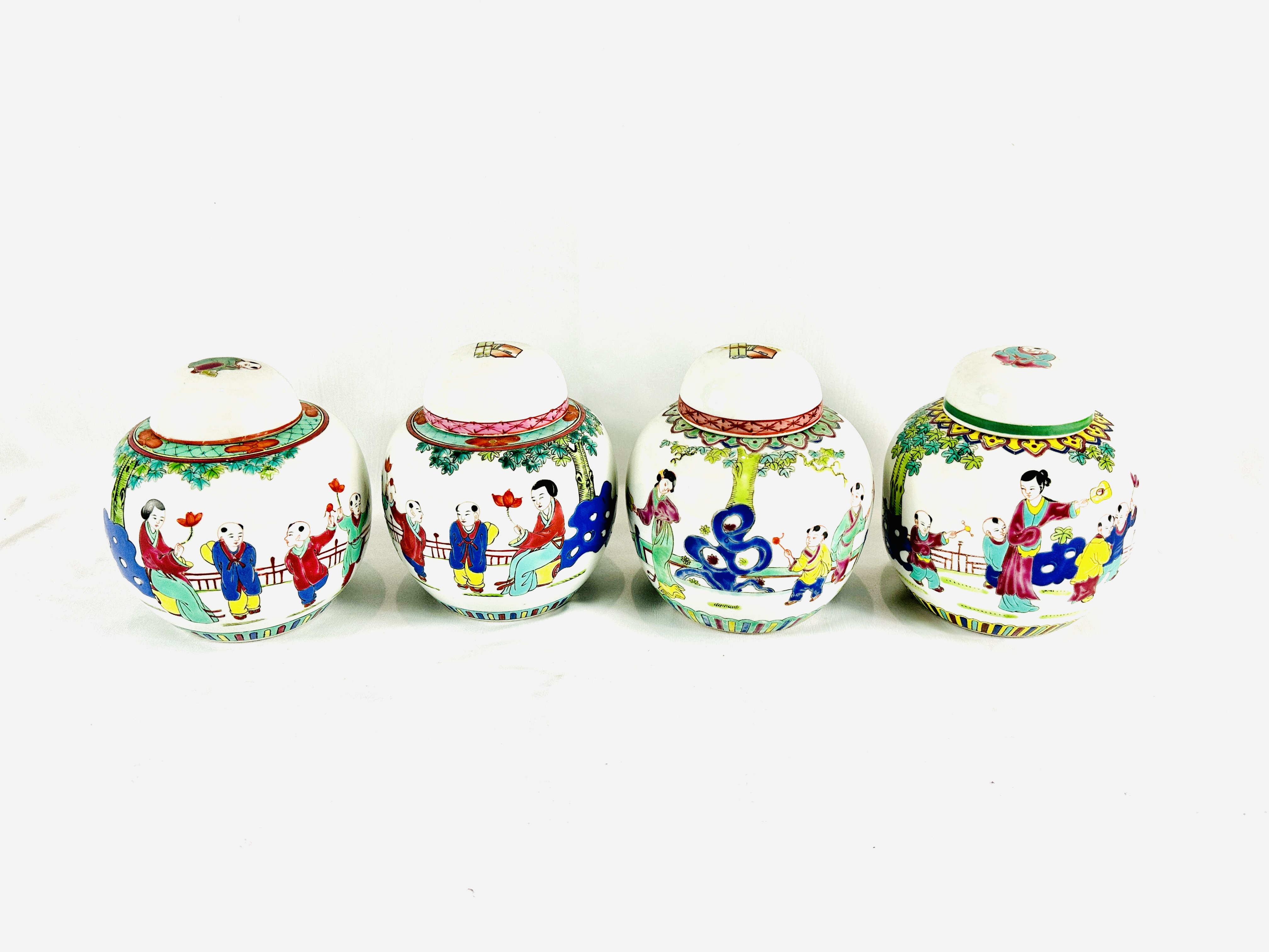 Four Oriental ginger jars