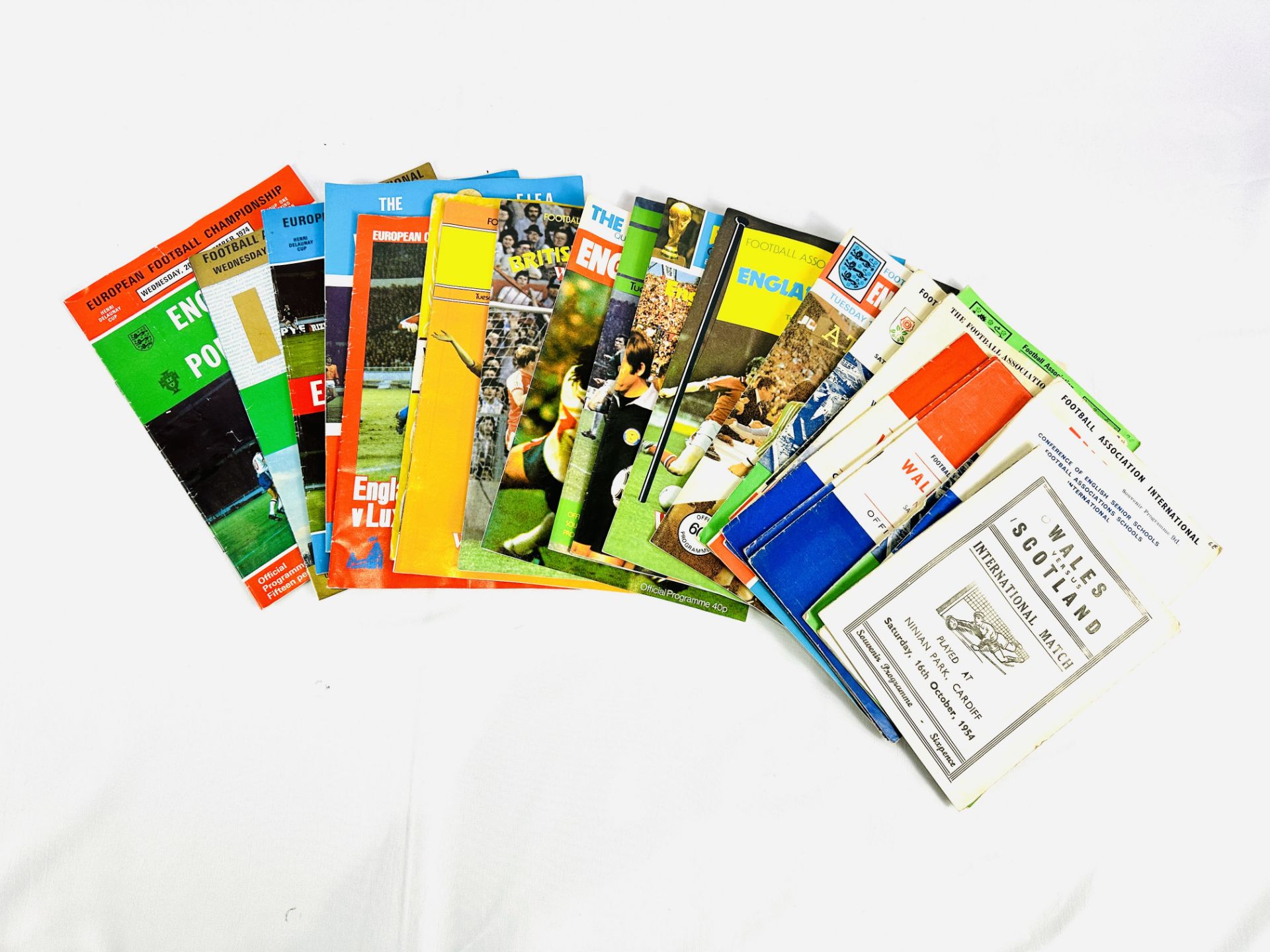 Collection of twenty two international football programmes