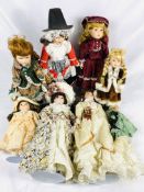 Eight collectors dolls