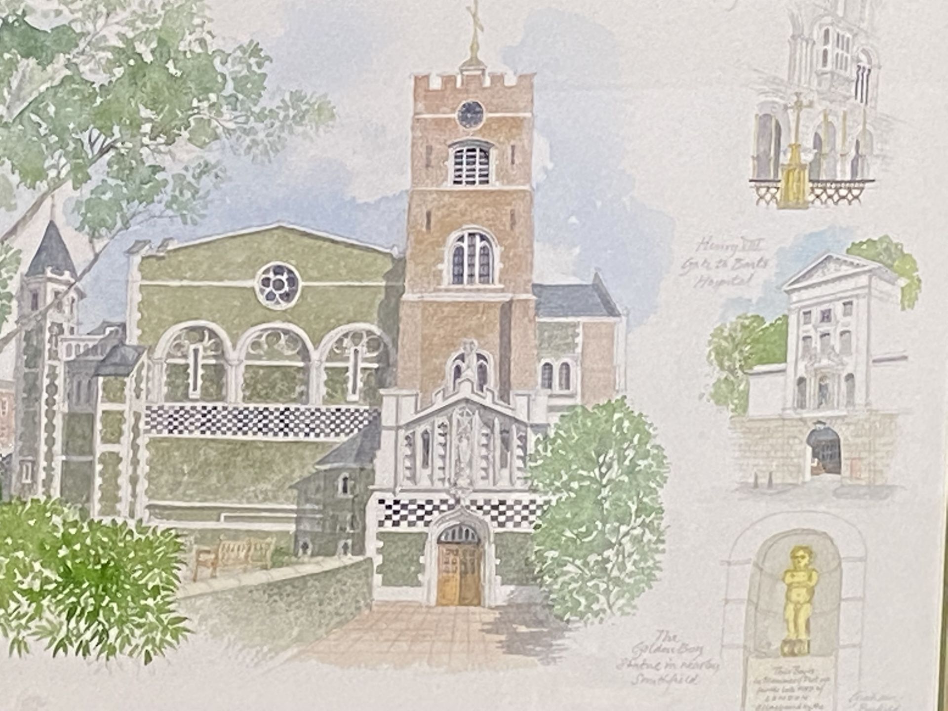Watercolour of the Church of St. Bartholomew the Great