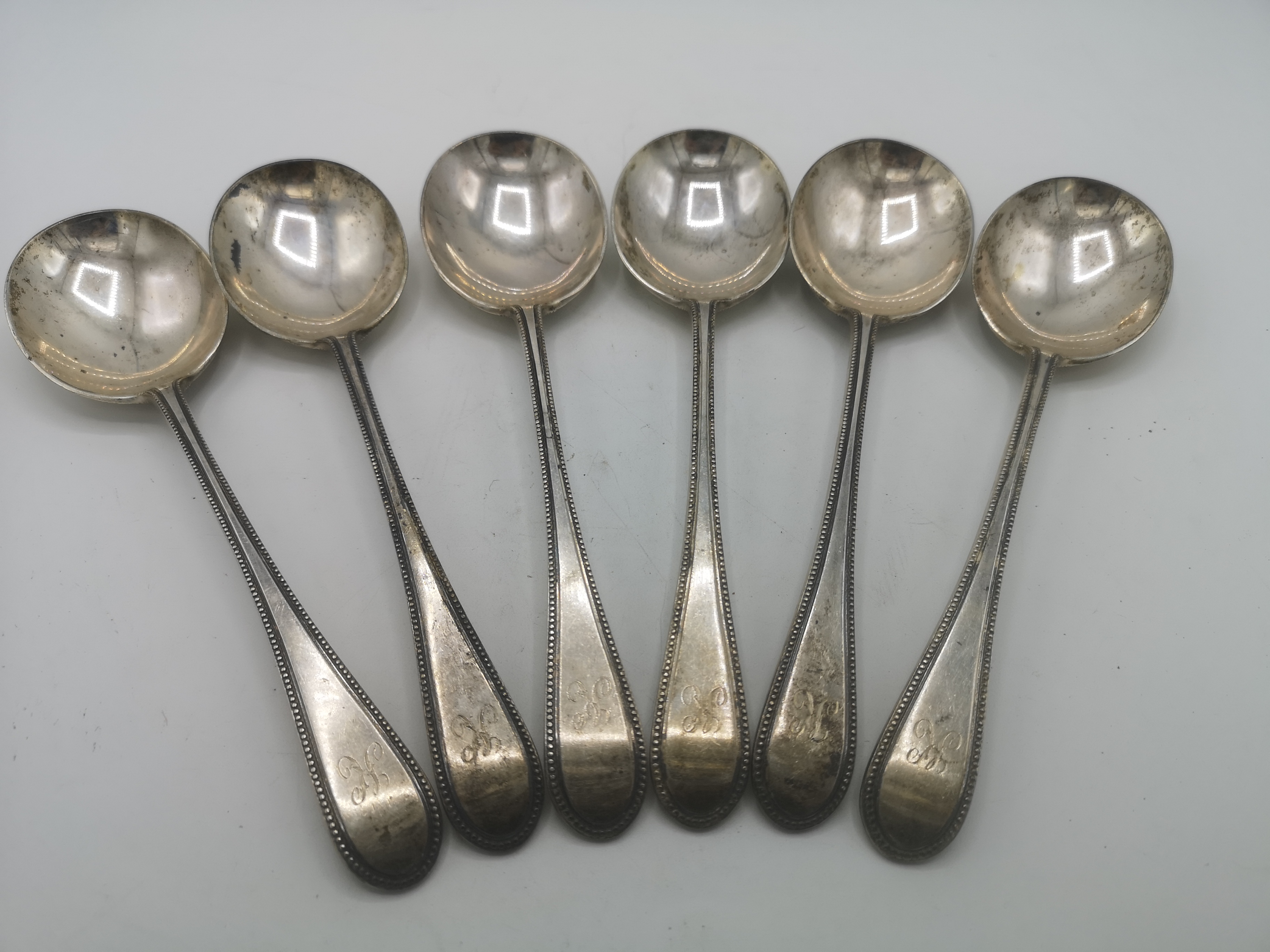 Five silver soup spoons together with a matched silver soup spoon - Image 2 of 6