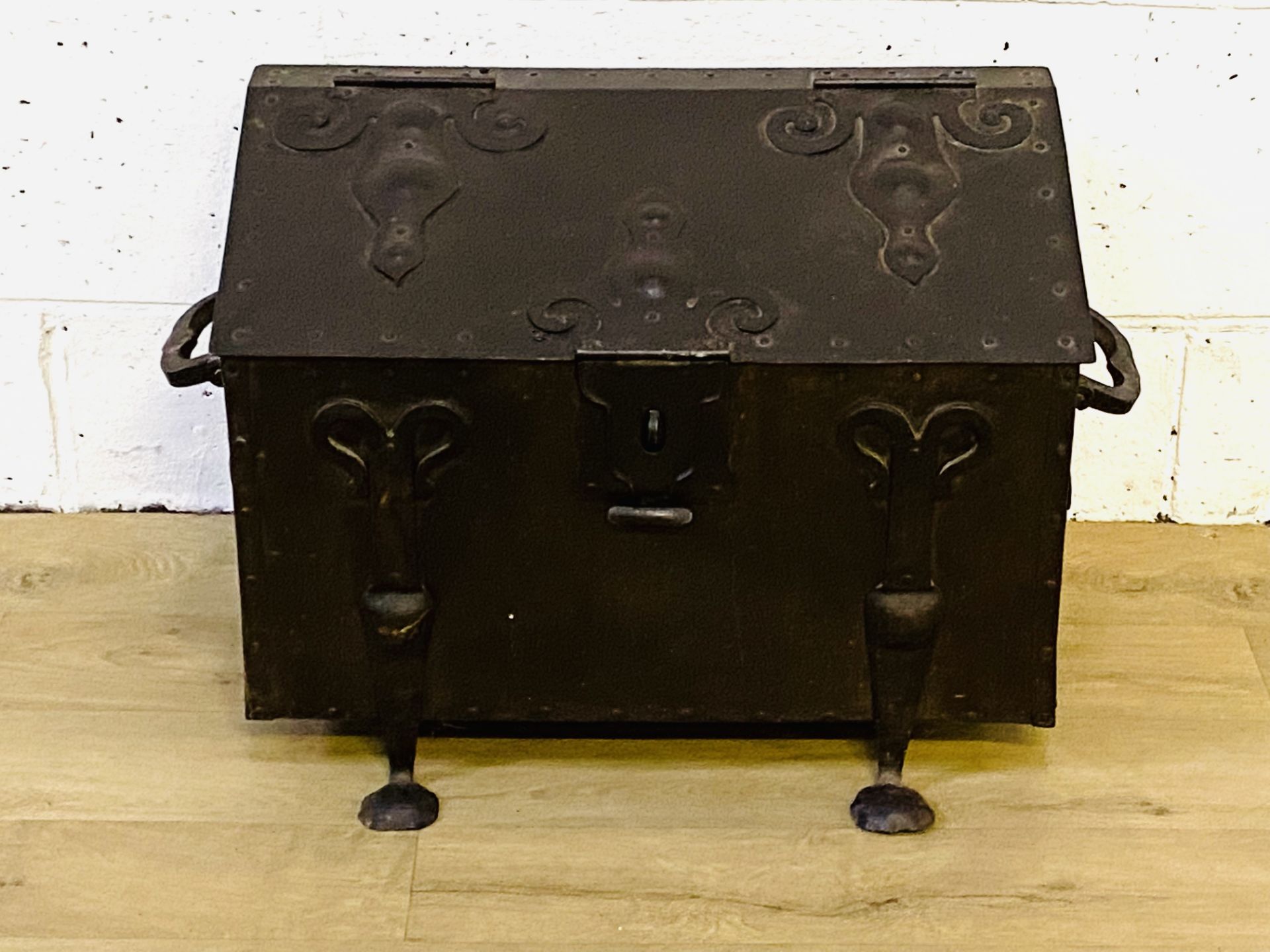 Arts and Crafts style steel coal box