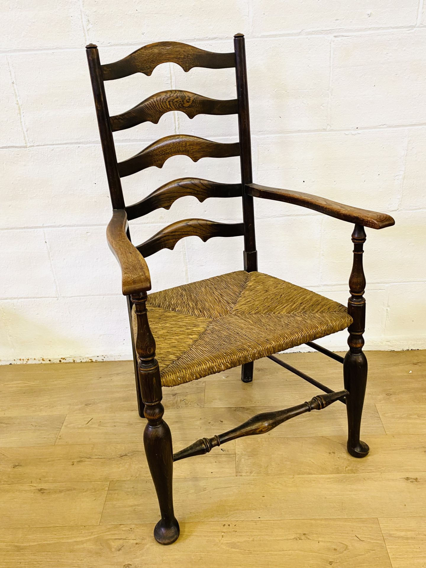 Five oak ladderback dining chairs - Image 3 of 9