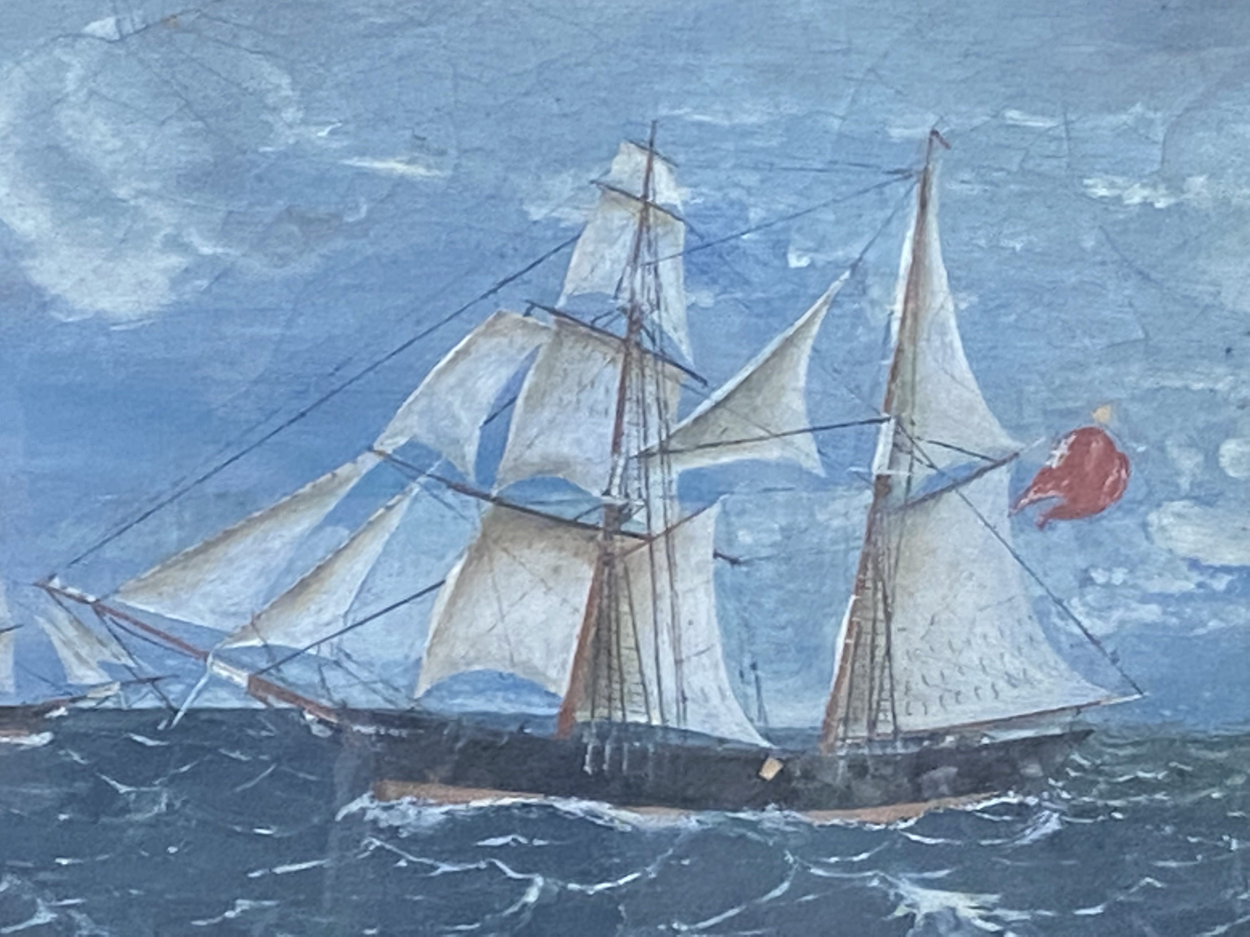 Framed and glazed oil painting of a sailing brig - Image 4 of 6