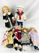 Eight collectors dolls