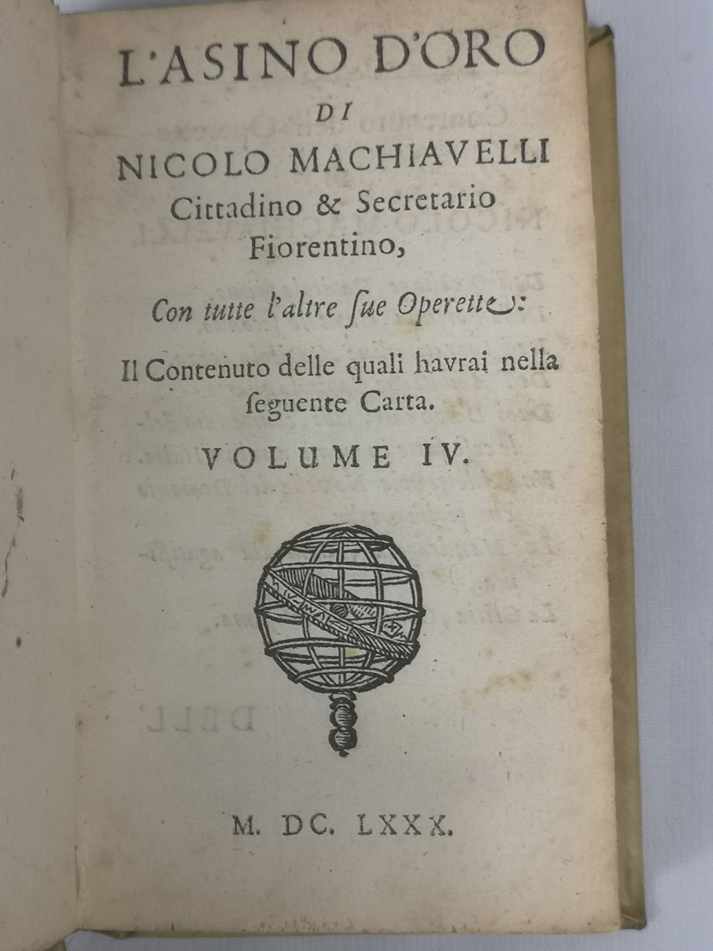L'Asino D'oro and other works in Italian by Niccolò Machiavelli 1680 - Image 3 of 4