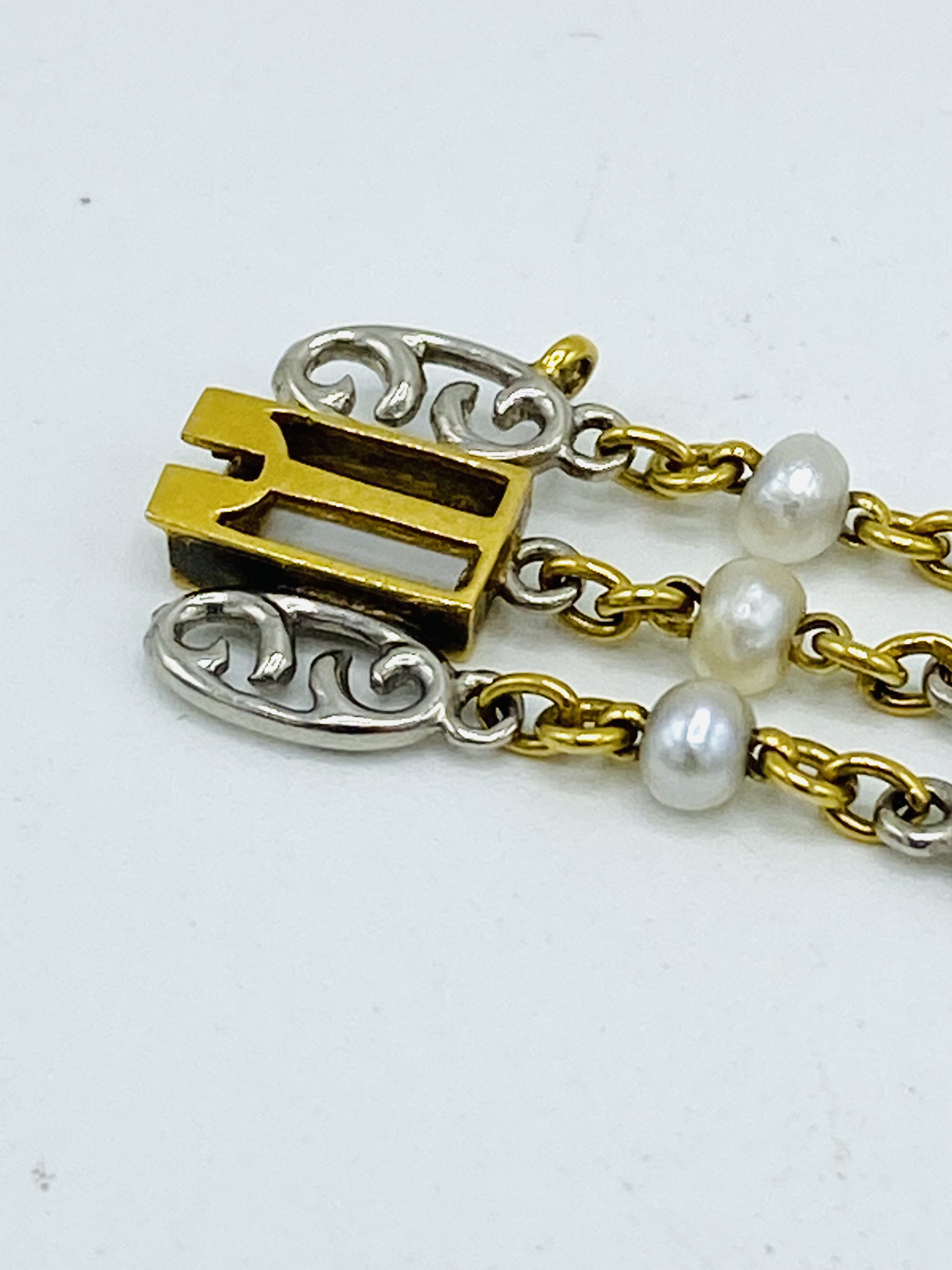 15ct gold, platinum and pearl bracelet - Image 2 of 5